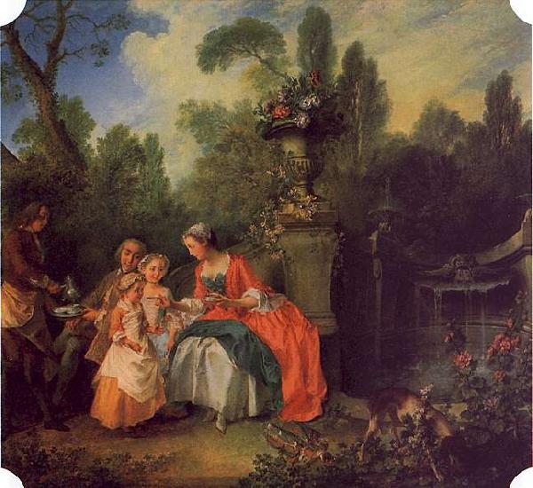 Nicolas Lancret A Lady and Gentleman with Two Girls in a Garden